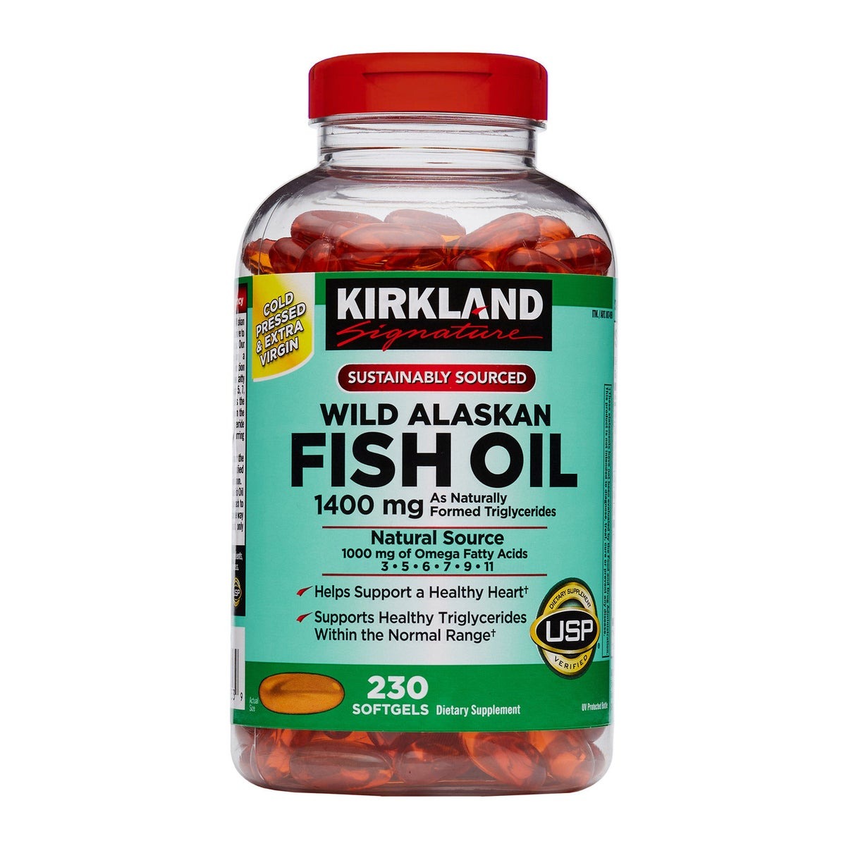 Kirkland Signature Wild Alaskan Fish Oil 1400 mg bottle, official product photo